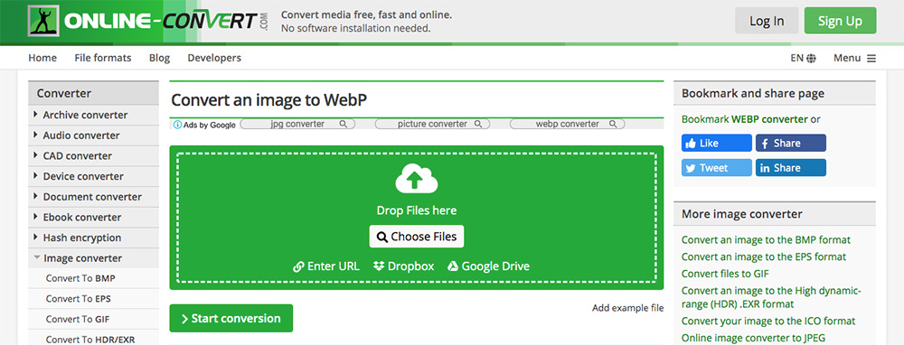 Konwertuj obrazy WebP online