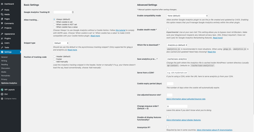 CAOS | Aloja Google Analytics localmente