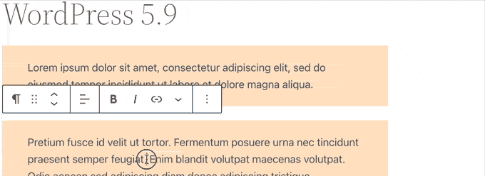 تحديد نص عبر كتل متعددة في WordPress 5.9 Selecting text across multiple blocks in WordPress 5.9