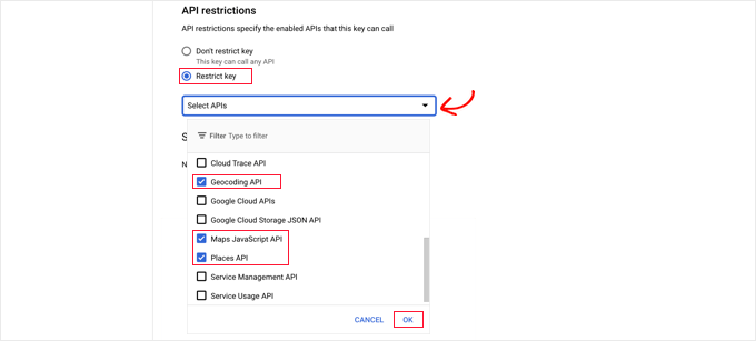 APIキーを特定のAPIに制限する Restrict the API Key to Specific APIs