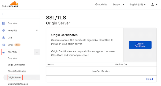 Come creare un certificato di origine Cloudflare How to create a Cloudflare Origin Certificate