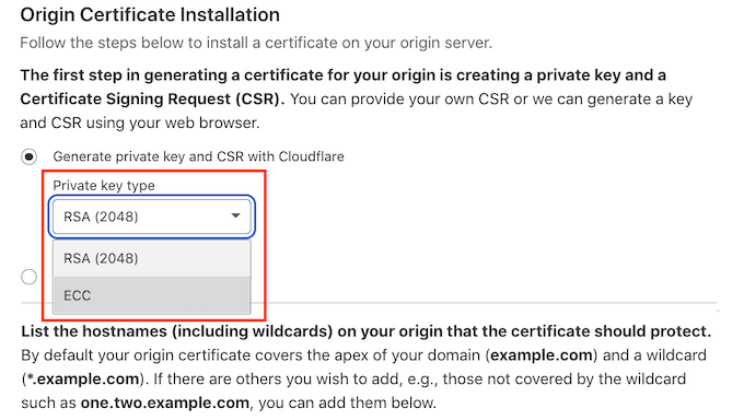 Creazione di una chiave privata per Cloudflare Creating a private key for Cloudflare
