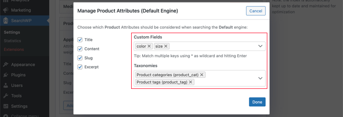 Adicionar campos personalizados e taxonomias ao mecanismo de pesquisa Add Custom Fields and Taxonomies to the Search Engine