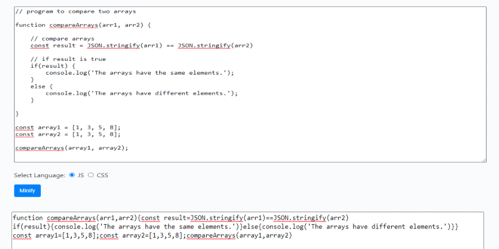 Minifier.org Minificador de JavaScript al minimizar JavaScript