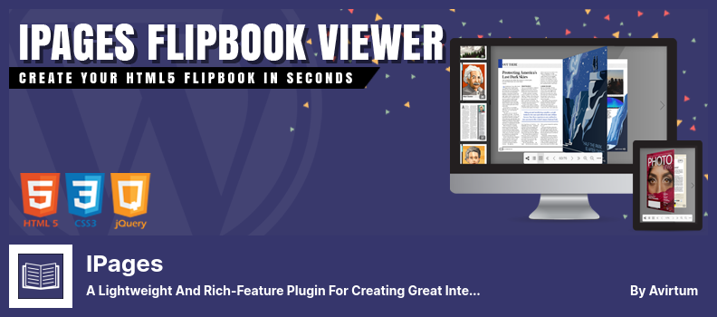 IPages Eklentisi - Harika Etkileşimli Dijital Html5 Flipbook'lar Oluşturmak için Hafif ve Zengin Özellikli Bir Eklenti