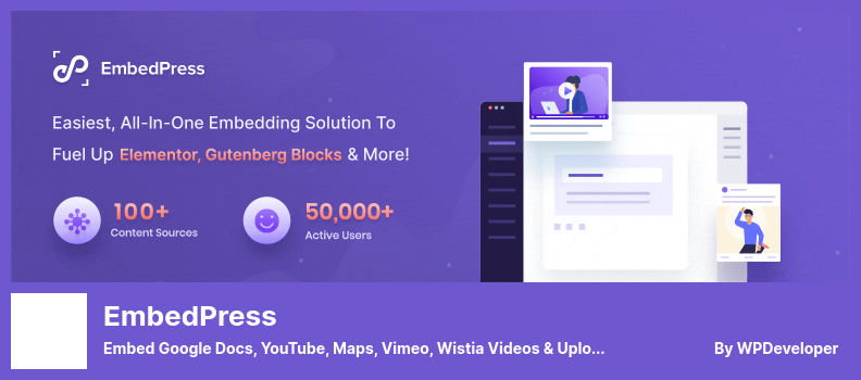 Plugin EmbedPress - Incorporar Google Docs, YouTube, Maps, Vimeo, Wistia Videos e fazer upload de PDF, PPT em Gutenberg e Elementor