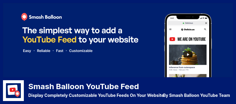 Plugin per feed YouTube Smash Balloon - Visualizza feed YouTube completamente personalizzabili sul tuo sito web