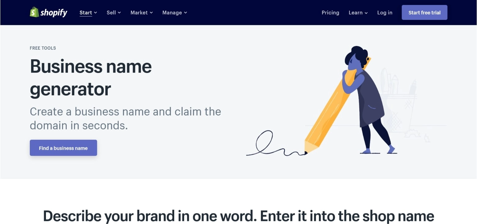 Generatore di nomi commerciali Shopify