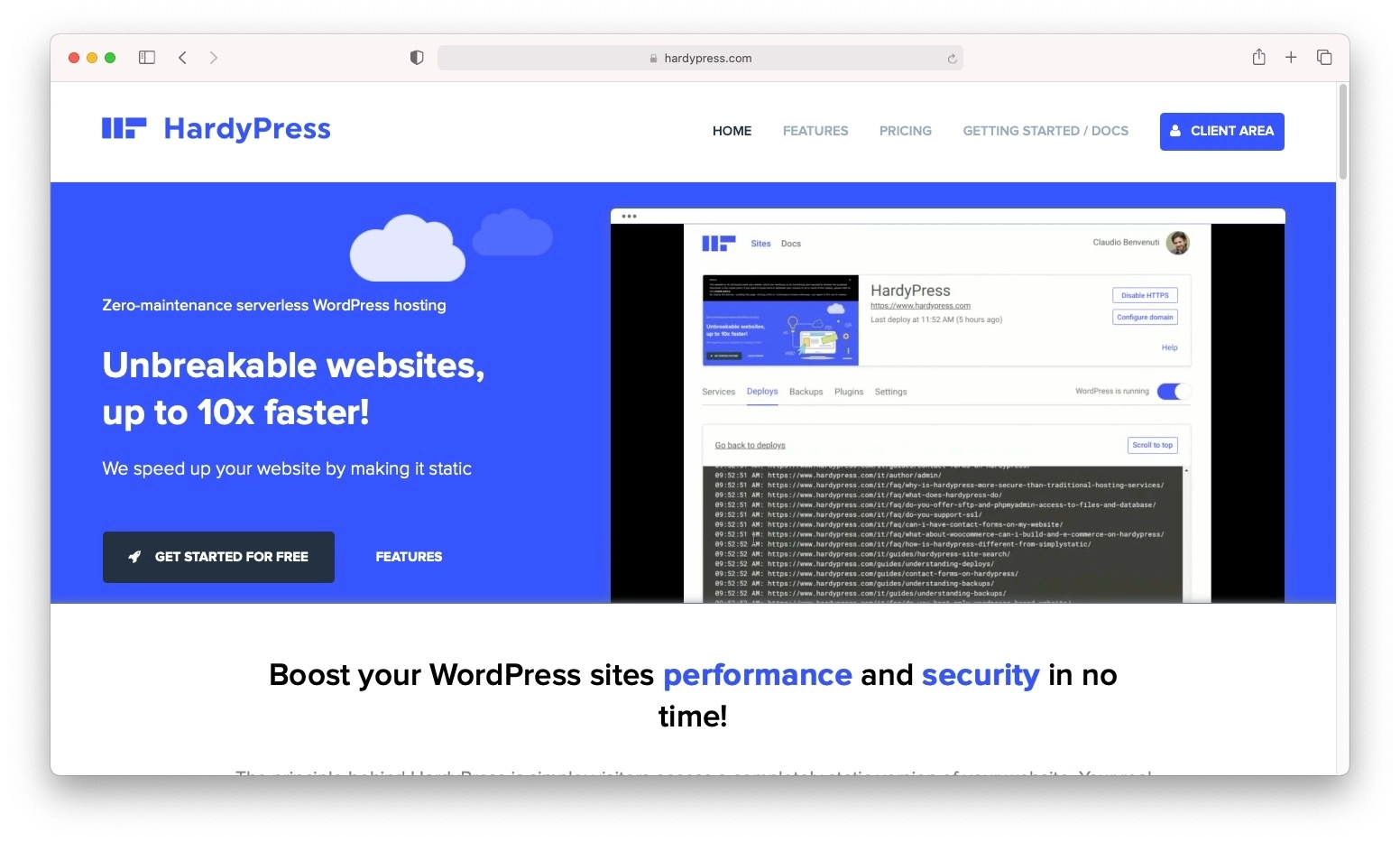 HardyPress serverloses WordPress-Hosting.