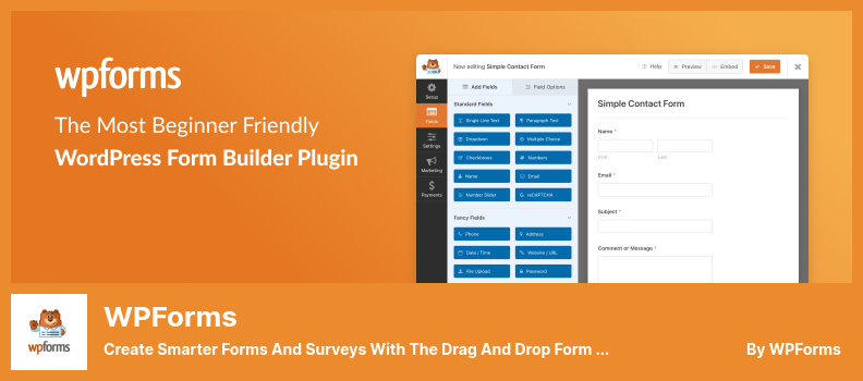 Plugin WPForms - Creați formulare și sondaje mai inteligente cu ajutorul Generatorului de formulare Drag and Drop