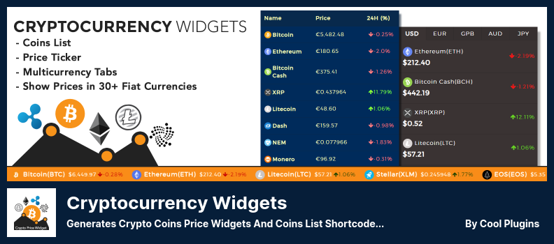 Plugin per widget di criptovaluta - Genera widget di prezzo di monete crittografiche e codici brevi per l'elenco di monete