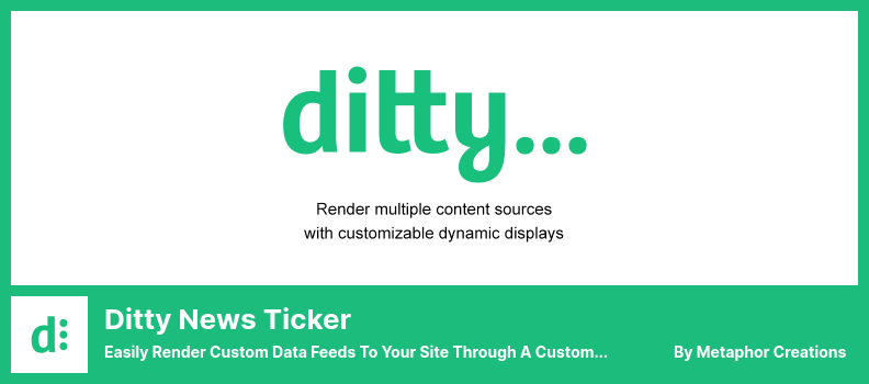البرنامج المساعد Ditty News Ticker - يمكنك بسهولة عرض موجز البيانات المخصص لموقعك من خلال شريط أخبار أو قائمة أو شريط تمرير قابل للتخصيص