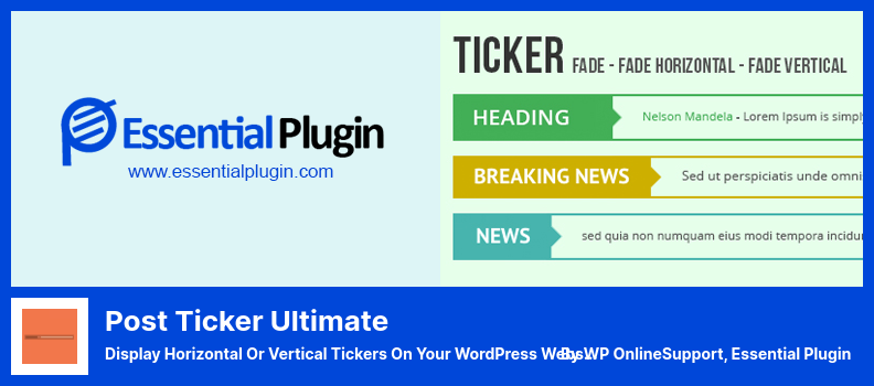 Post Ticker Ultimate Plugin - عرض مؤشرات أفقية أو عمودية على موقع WordPress الخاص بك