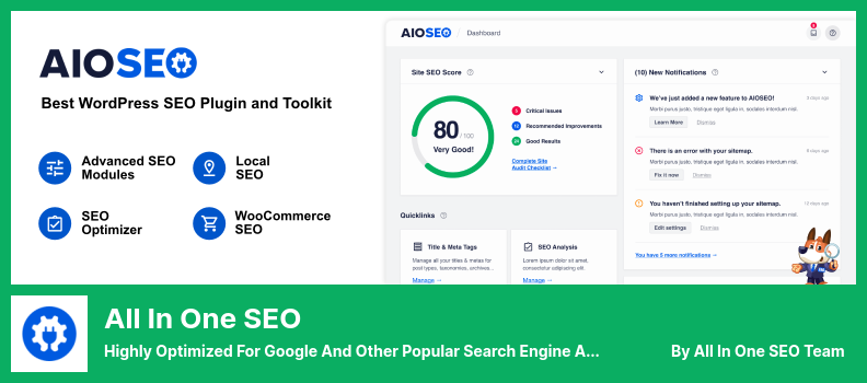 ปลั๊กอิน SEO ทั้งหมดในที่เดียว - เพิ่มประสิทธิภาพสูงสำหรับ Google และอัลกอริทึมของเครื่องมือค้นหายอดนิยมอื่นๆ