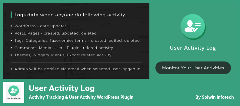 Benutzeraktivitätsprotokoll-Plugin - Aktivitätsverfolgung und WordPress-Plugin für Benutzeraktivitäten