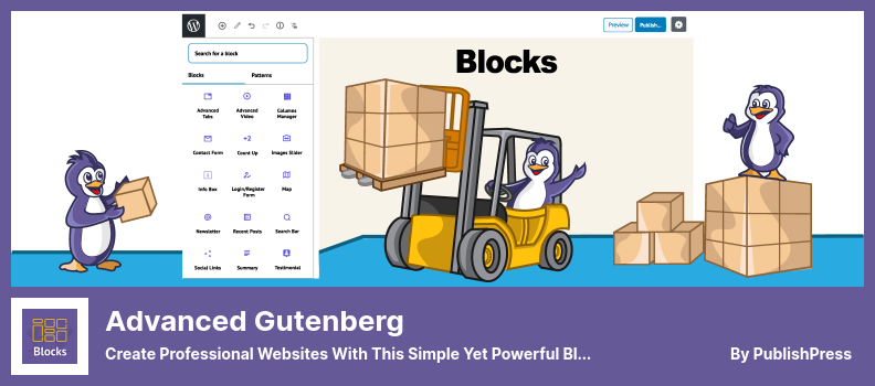 高度なグーテンベルクプラグイン-このシンプルでありながら強力なブロックエディタでプロフェッショナルなウェブサイトを作成します。