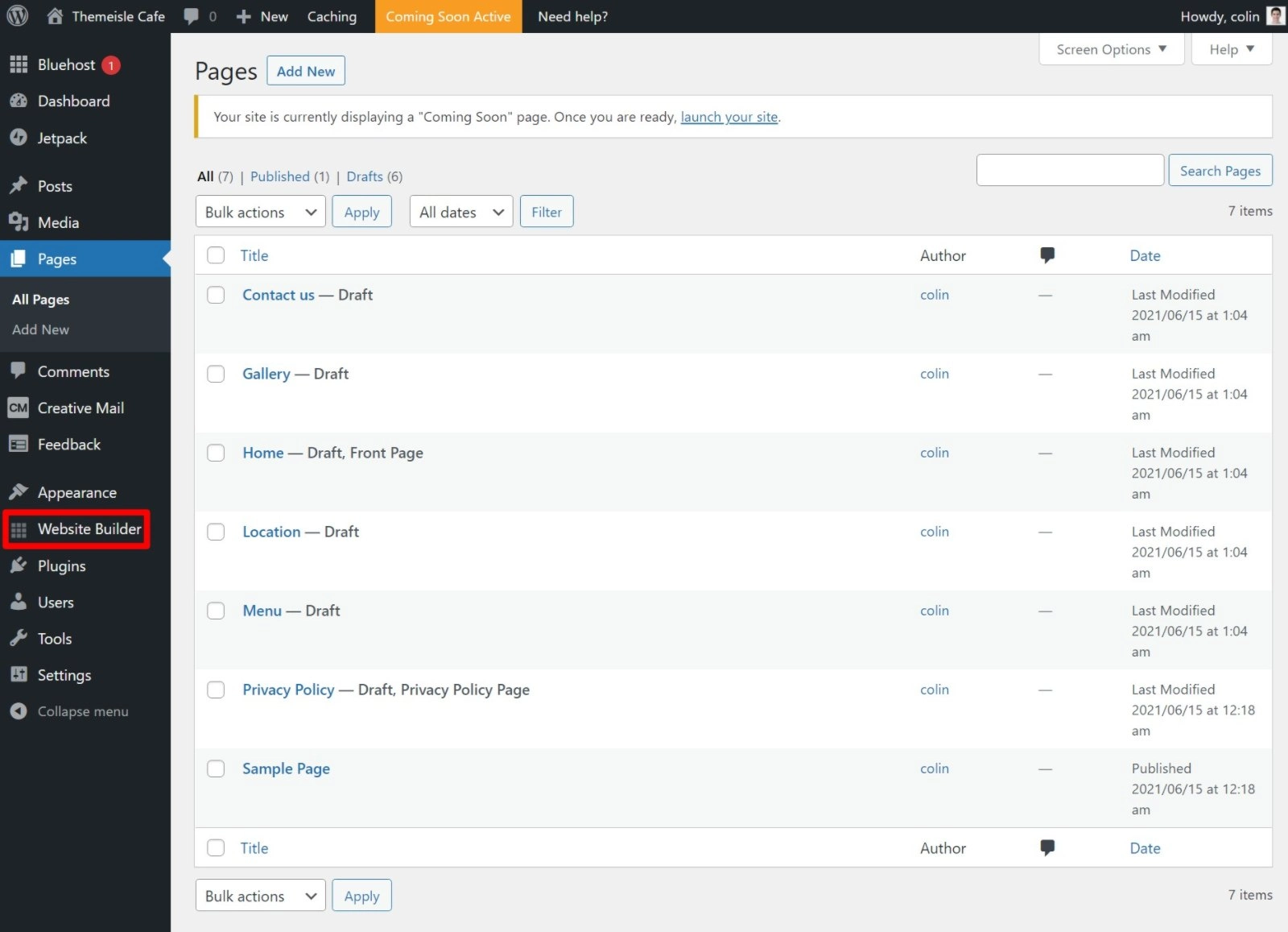 Dasbor WordPress lengkap