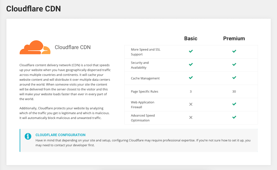 Siteground cdn e opzioni di velocità del sito