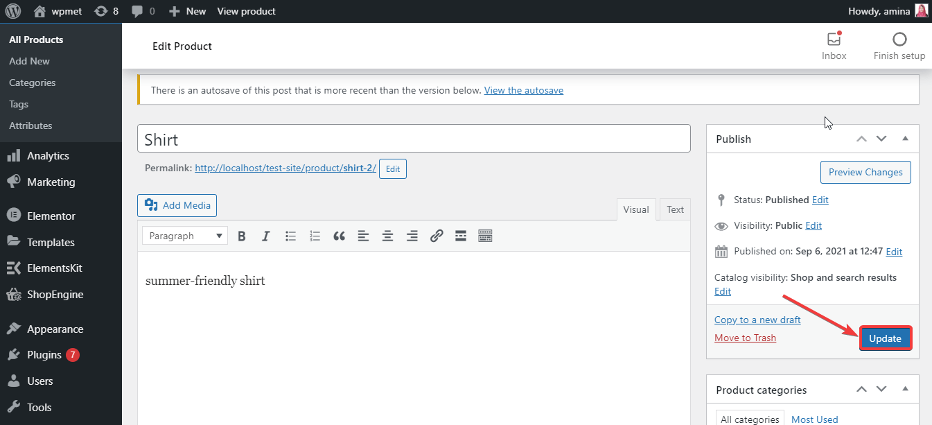 Actualice el producto variable de WooCommerce con ShopEngine