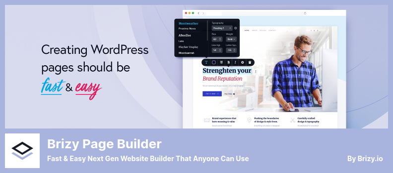 BrizyPageBuilderプラグイン-誰でも使用できる高速で簡単な次世代Webサイトビルダー