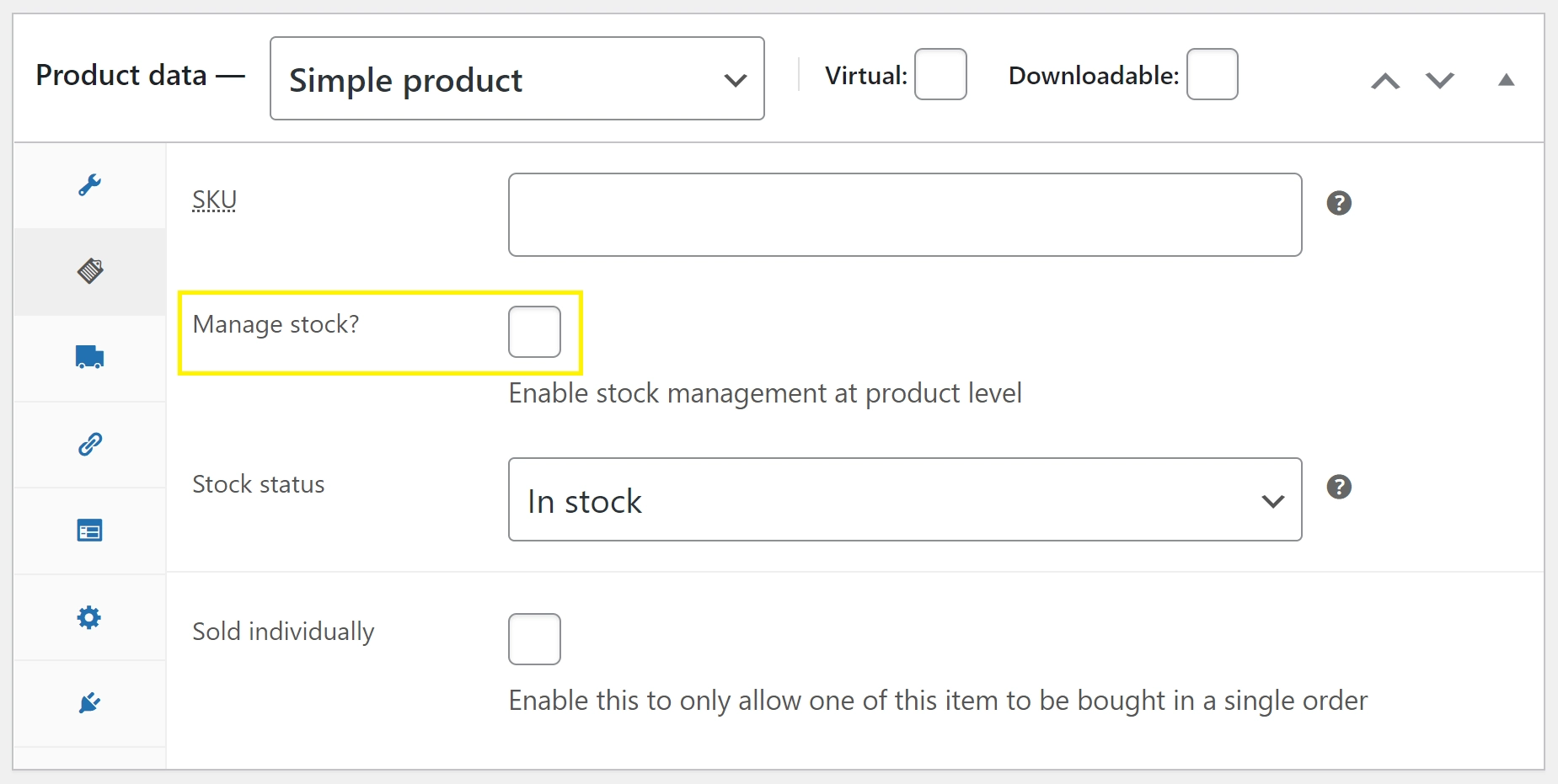 Primul pas către gestionarea inventarului WooCommerce: activarea instrumentului.