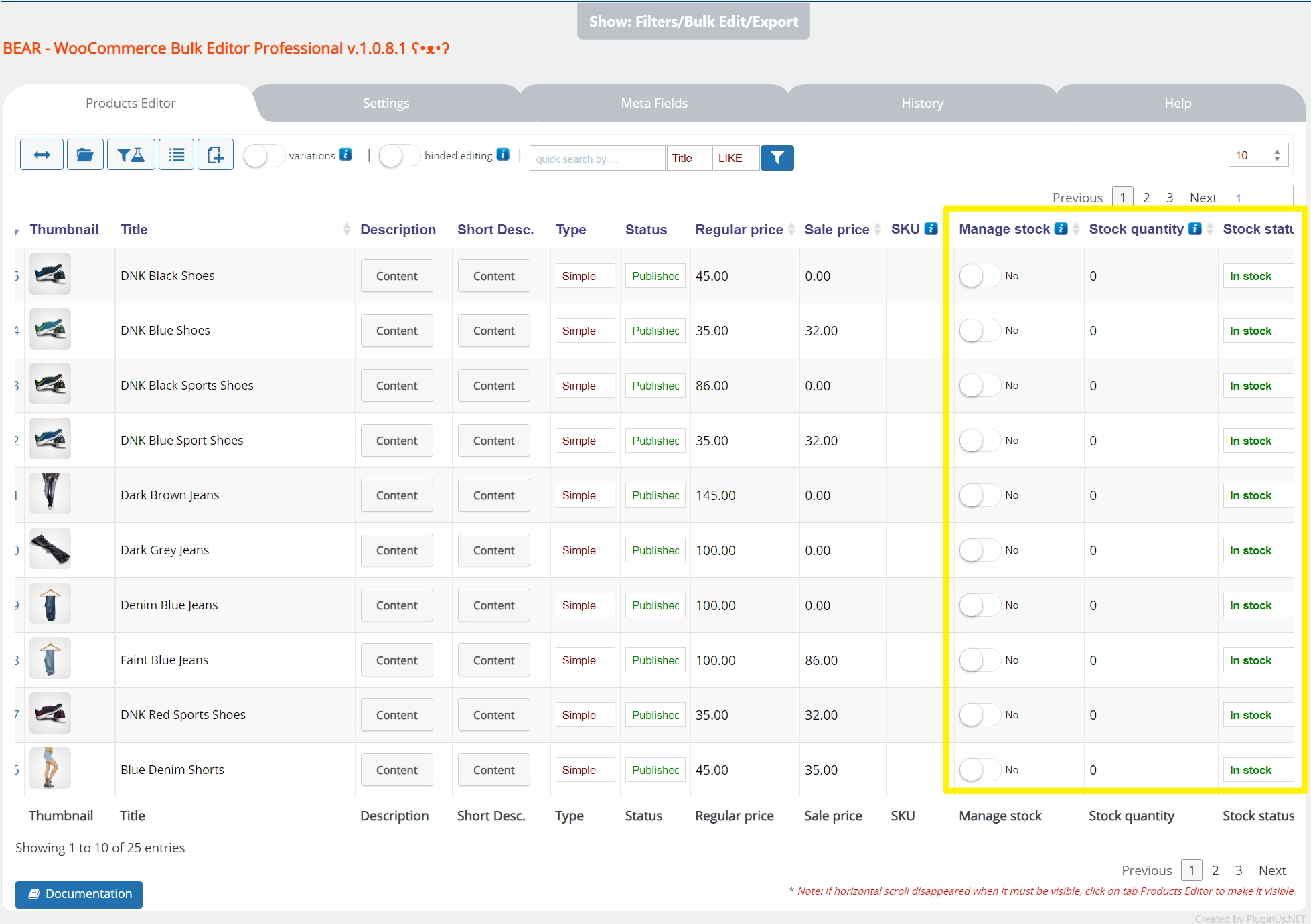 Plugin de gestionare a inventarului WooCommerce în vrac