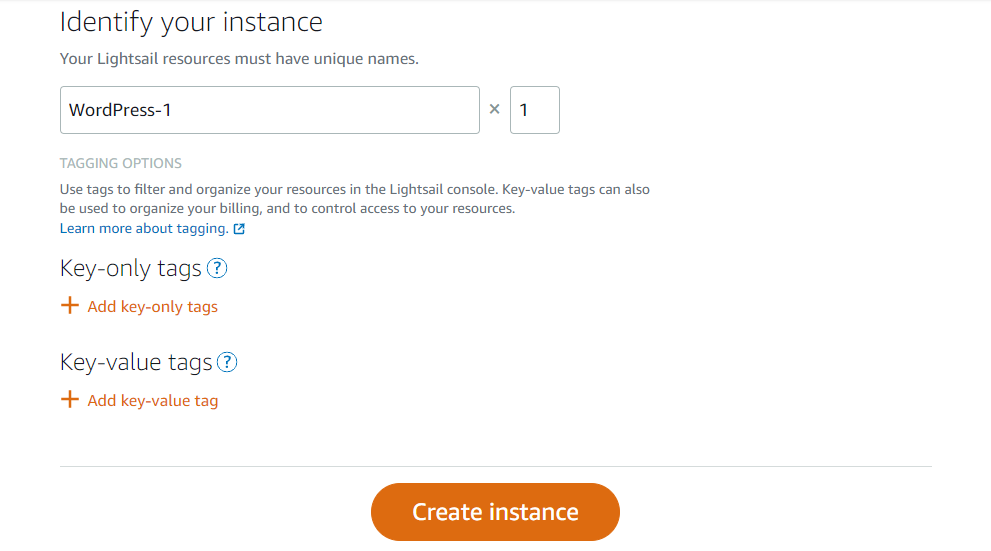 Choisir un nom pour votre instance Lighthouse