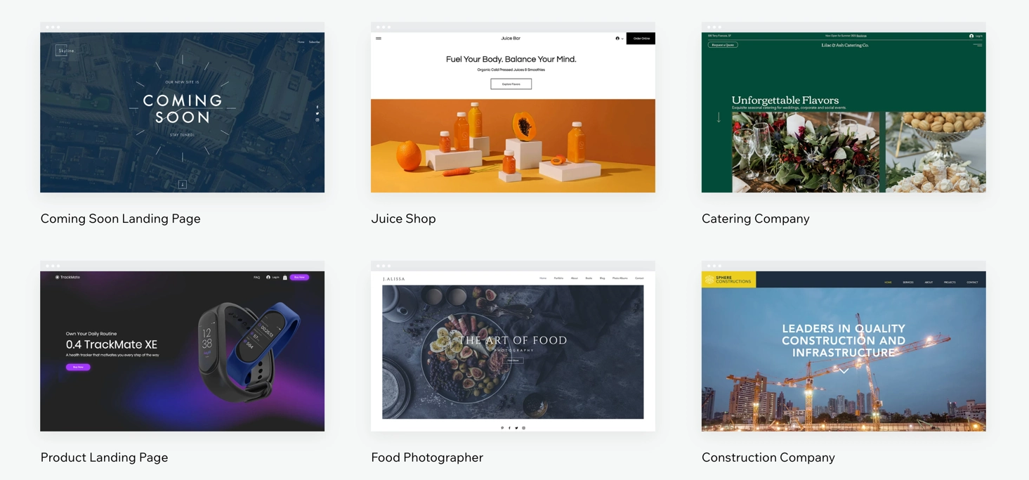 Wix vs Weebly - wix 主題示例