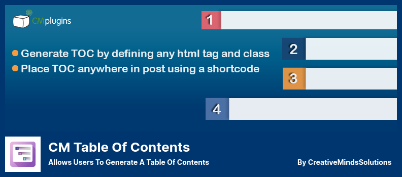CM Table Of Contents Plugin - Ermöglicht Benutzern das Erstellen eines Inhaltsverzeichnisses