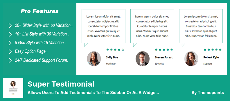 Super Testimonial Plugin - Ermöglicht Benutzern das Hinzufügen von Testimonials zur Seitenleiste oder als Widget