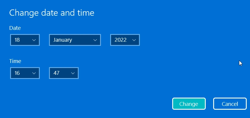 Windows işletim sisteminde tarih ve saati manuel olarak değiştirme - bu görüntü özel değil