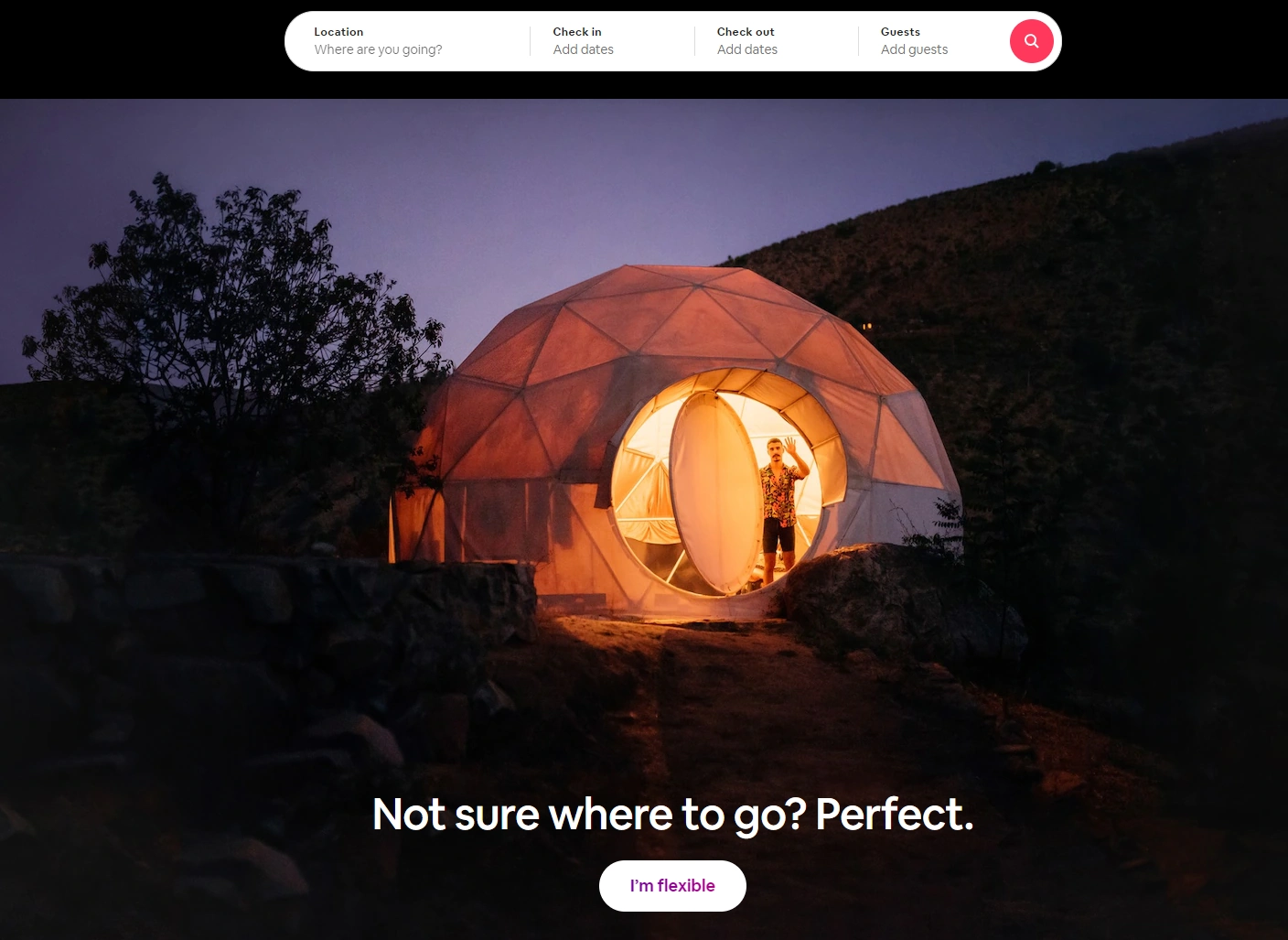 AirBnb 主頁顯示了最有效的號召性用語示例之一。