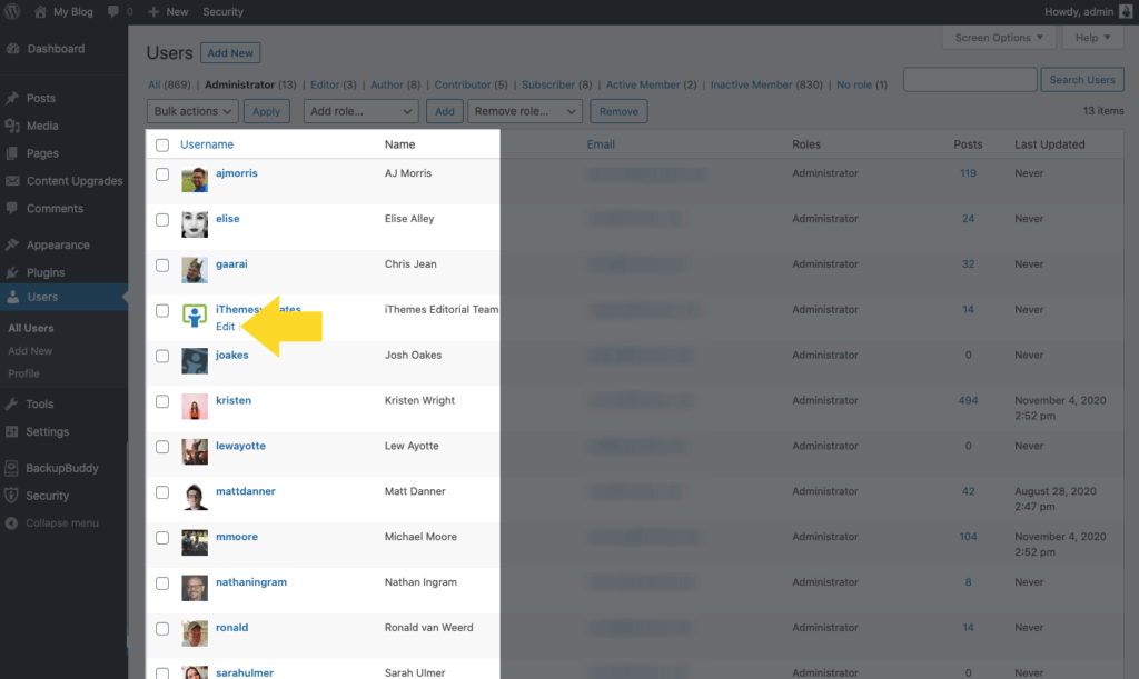 alterar a função de usuário do WordPress