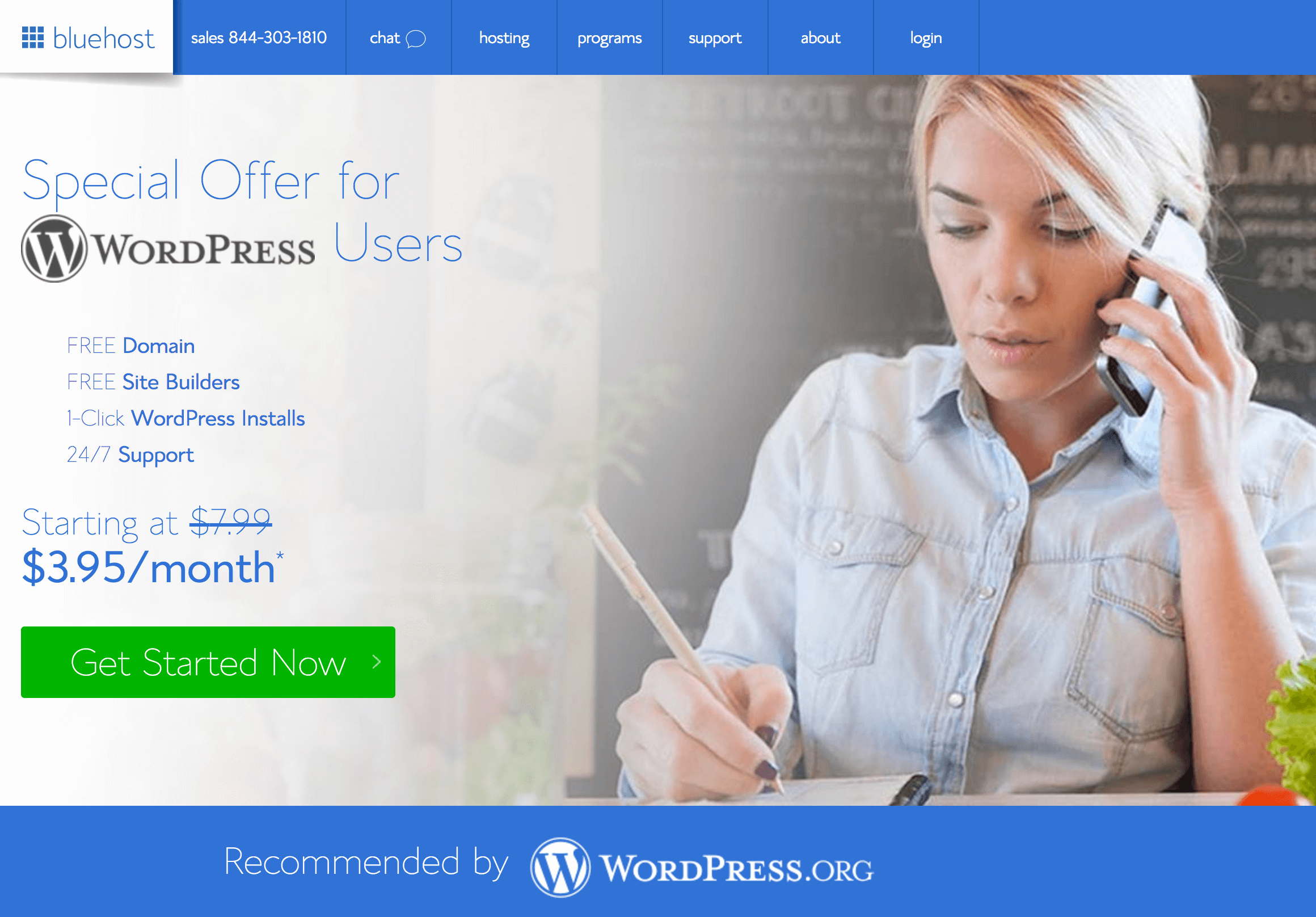 หน้าแรกของ Bluehost