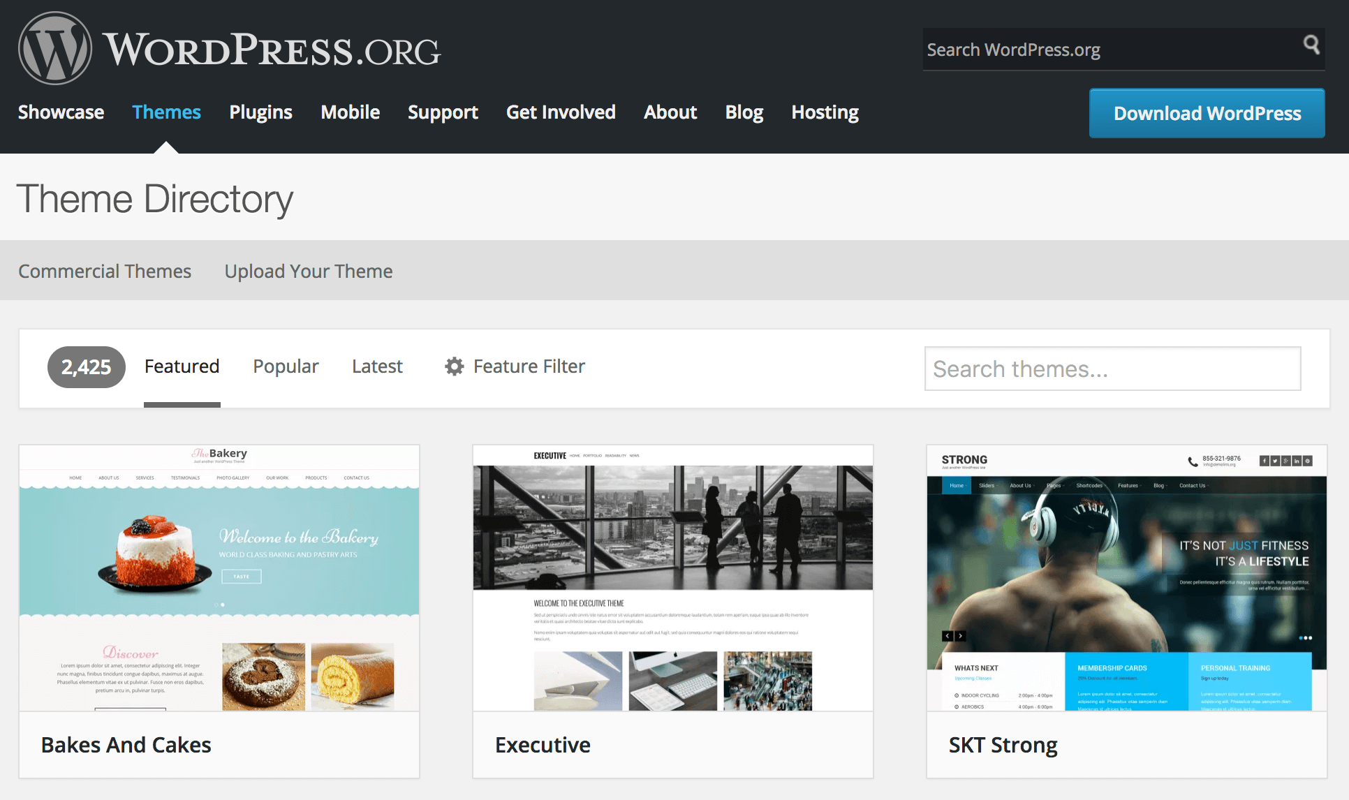 ไดเร็กทอรีธีม WordPress.org