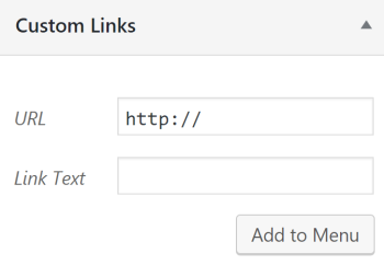 Opsi untuk menambahkan tautan khusus ke menu WordPress kami.