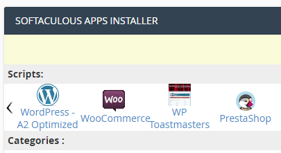 Le programme d'installation de l'application Softaculous.