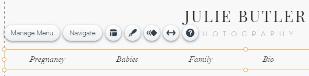 Les options du menu de navigation Wix.