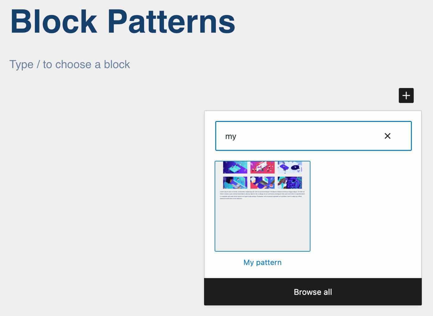 Um padrão personalizado no inseridor de bloco rápido.