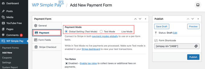 Setați modul de plată la Live sau Testing Set the Payment Mode to Either Live or Testing