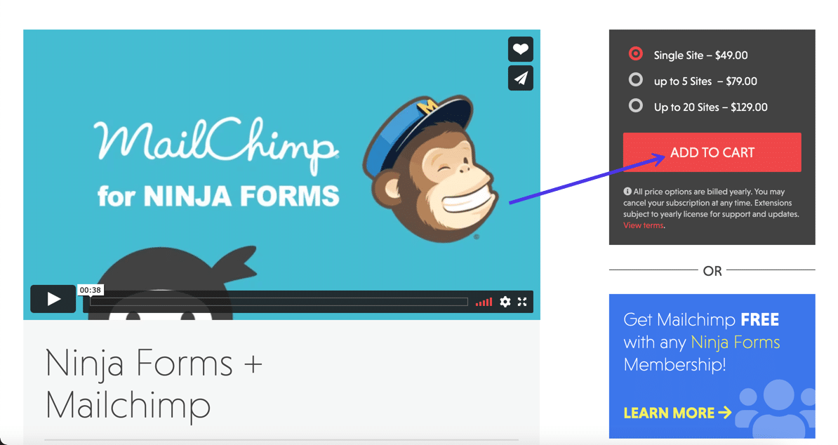 Требуется расширение Mailchimp for Ninja Forms.