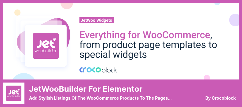 Elementor 플러그인용 JetWooBuilder - Elementor로 구축된 페이지에 WooCommerce 제품의 세련된 목록 추가