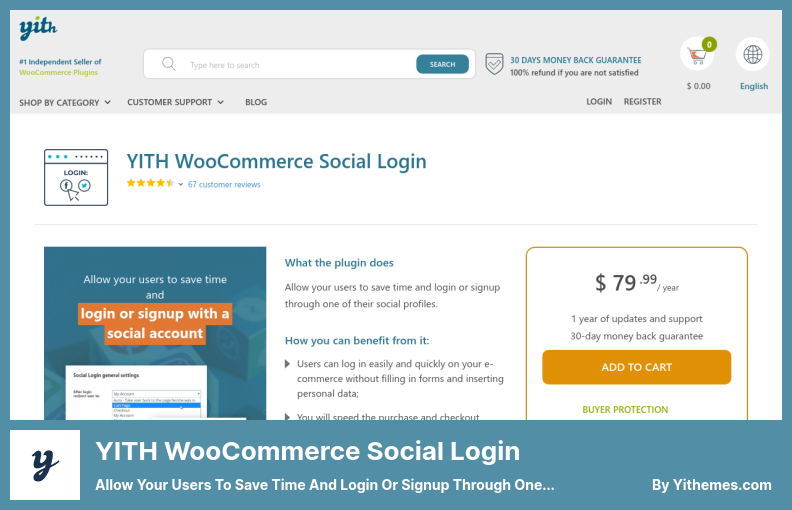 YITH WooCommerce 소셜 로그인 플러그인 - 사용자가 시간을 절약하고 소셜 프로필 중 하나를 통해 로그인하거나 가입할 수 있습니다.