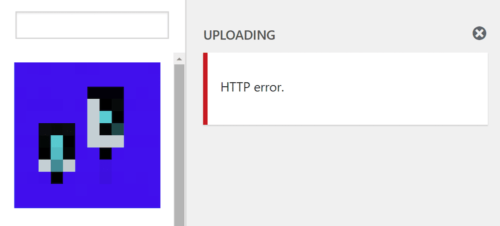 Ein HTTP-Fehler der Medienbibliothek beim Hochladen von Bildern in WordPress.