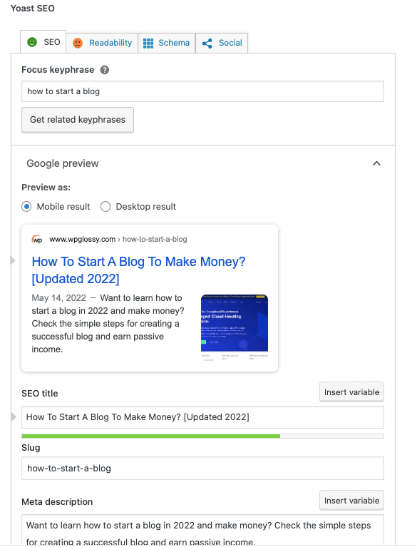 yoast-seo 设置
