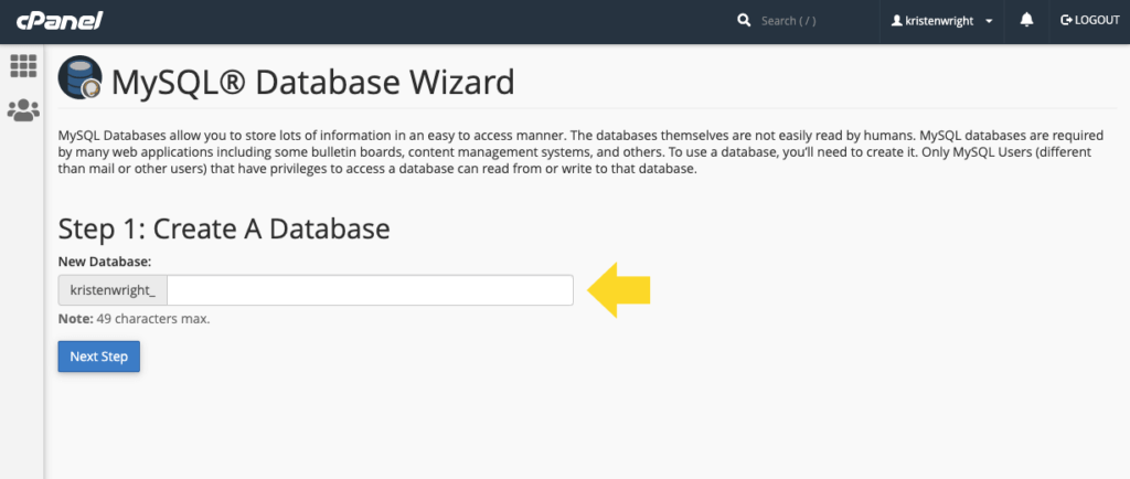créer une base de données MySQL