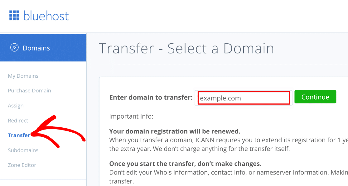 Transfer domain ke bluehost