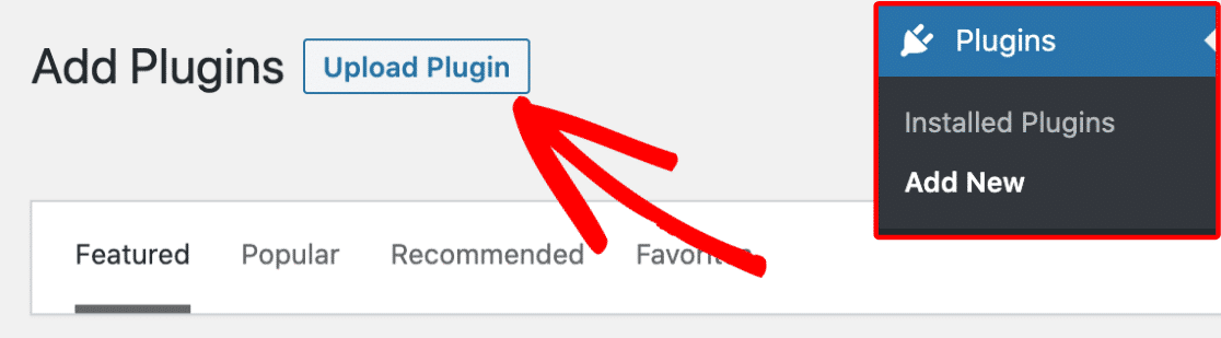 Botão de upload de plugin no WordPress