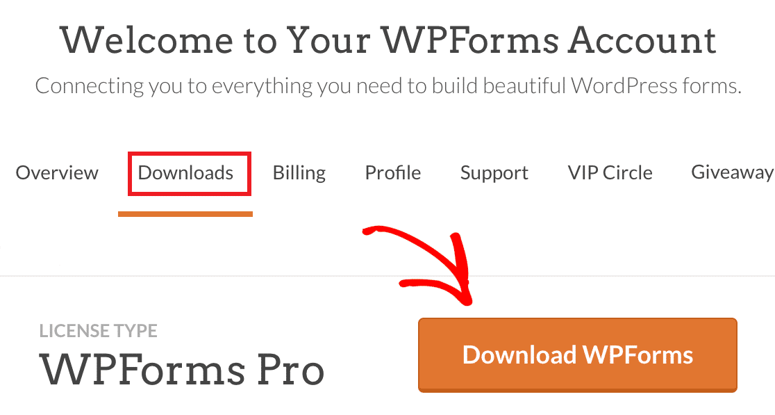 Кнопка «Скачать WPForms»
