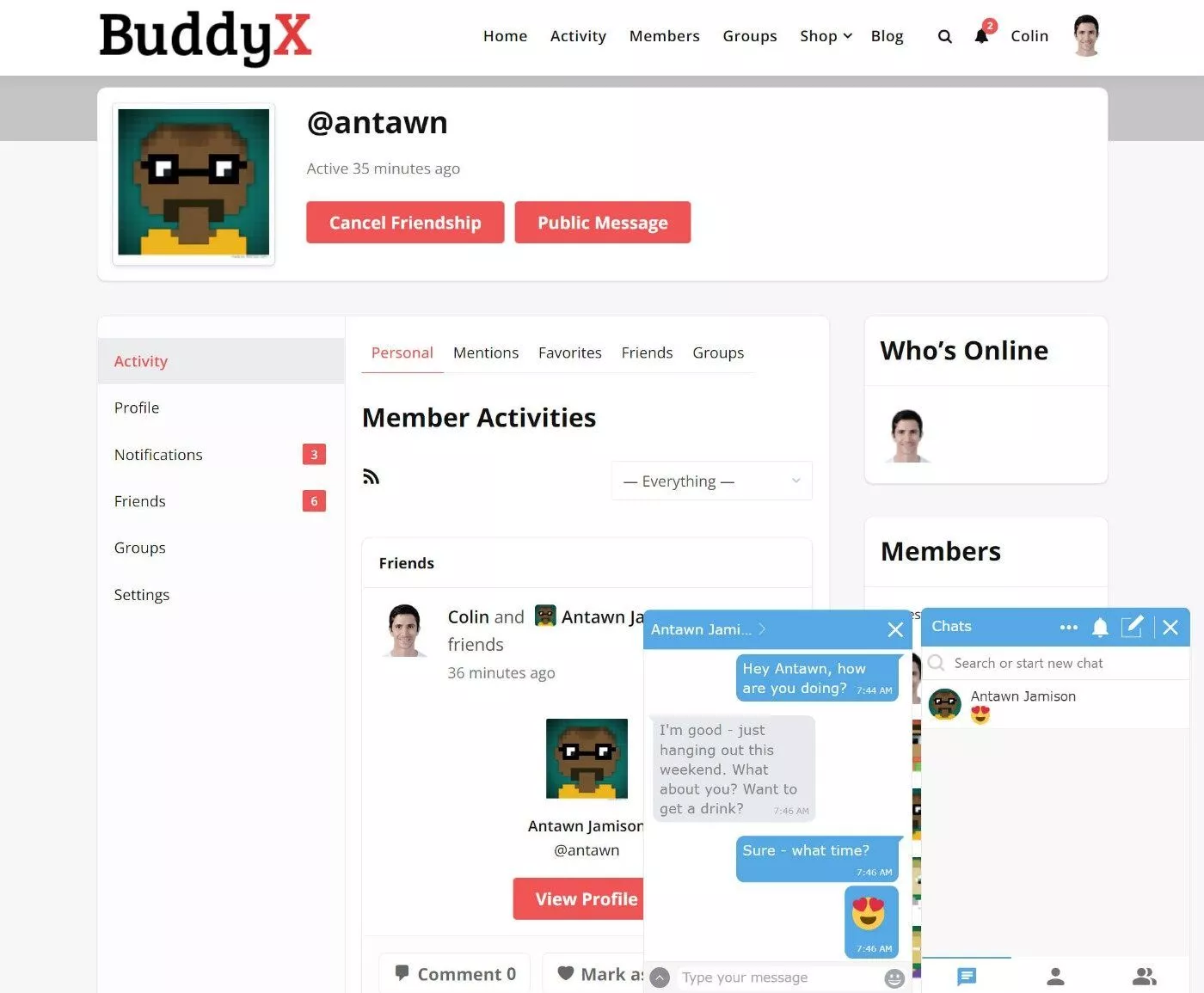 BuddyPressチャットプラグイン